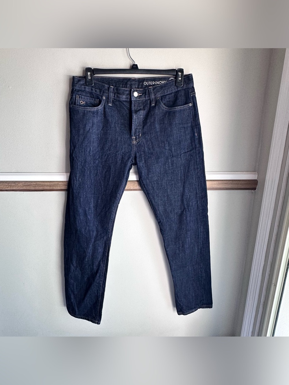 Outerknown Sea Dark Wash Ambassador Slim  Straight Jeans Button Fly